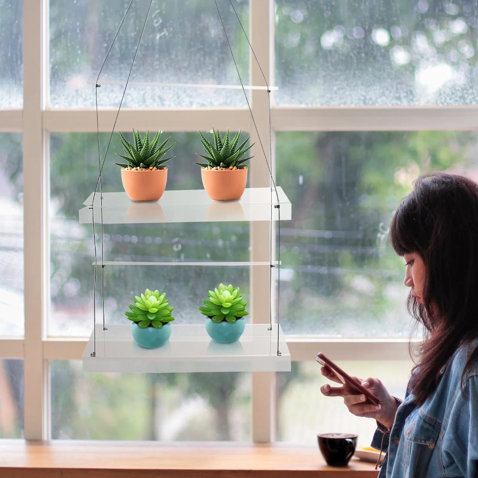 

Подвесной держатель для цветочного горшка, акриловые подставки, полки для растений, оконная полка, прочный, универсальный, горшки для цветов, растения, украшение дома