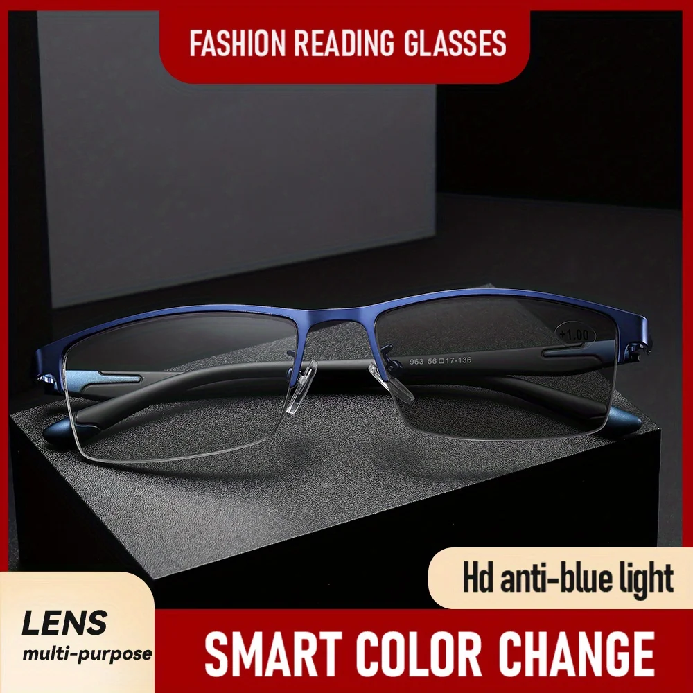 

Поляризованные очки в полуоправе, меняющие цвет, подходят для мужчин и женщин, металлическая оправа, модные поездки на работу.