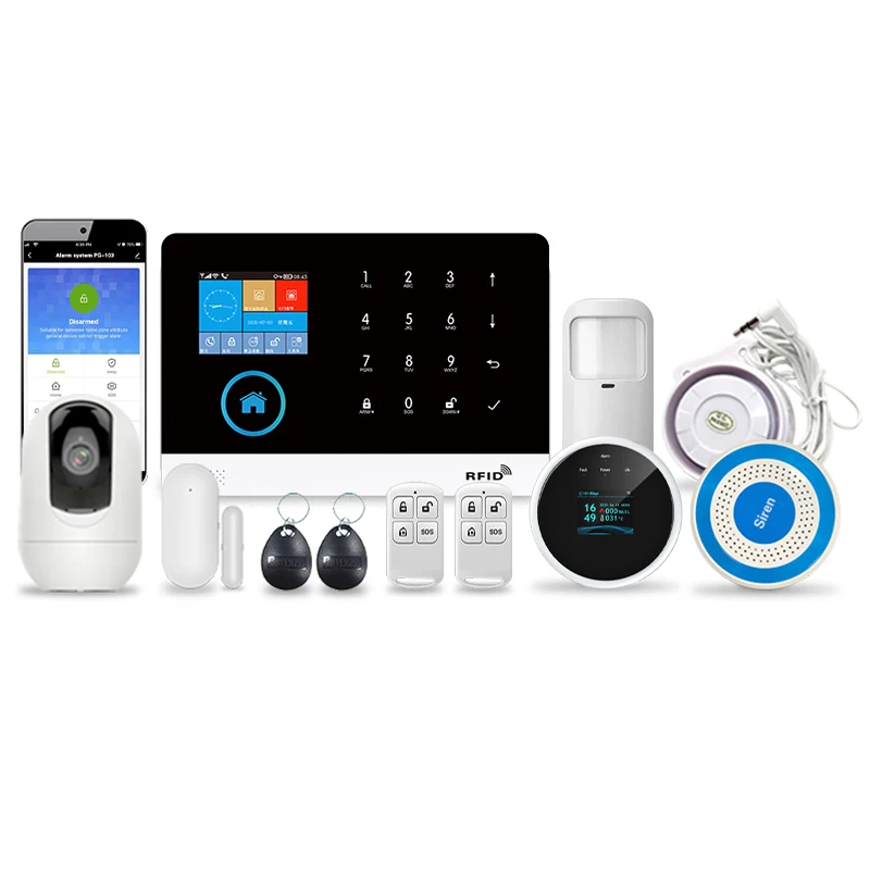 24 hours day and night safety monitor smart home alarm WiFi +2G system via smartphone app on Android and IOS