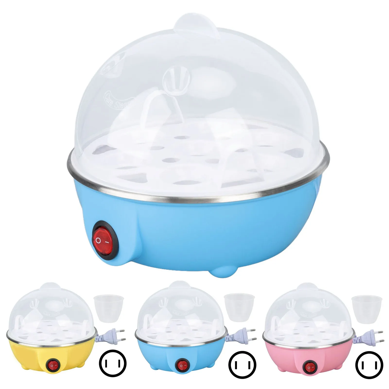 加熱プレート付き鶏卵調理器,自動電源オフ,最大7個の大きなゆで卵を作る,乾き防止,卵ポーチ