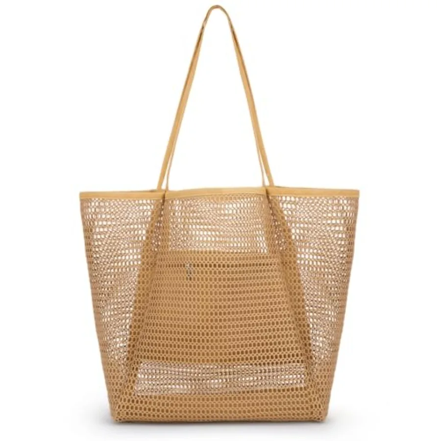 

Пляжная сумка Iioscre для женщин, повседневная сумка-хобо для бассейна с внутренним карманом на молнии, складная сумка-тоут для плавания, для предметов первой необходимости в отпуске