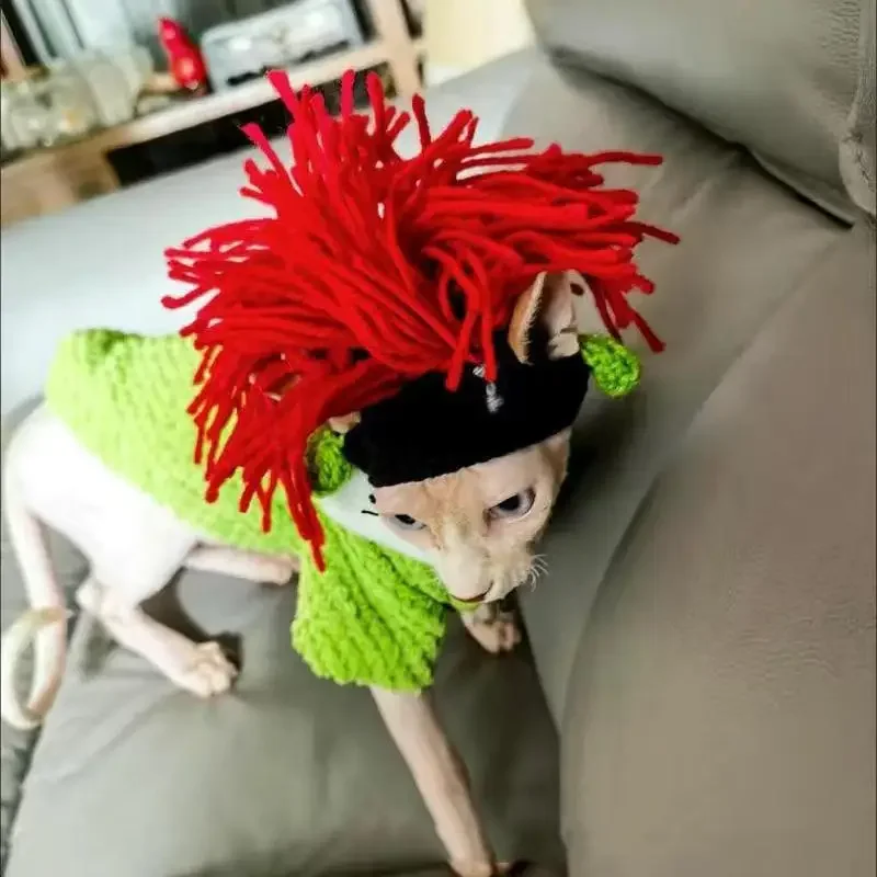 Kawaii Hand-Crocheted Frog Pet Hat Funny Headwear Knitted Elastic Cat Dog Cosplay Hat with Delicate Hemming Pendant Party Decor - Image 4