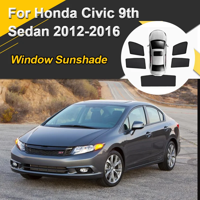 

Car Sun Shades For Honda Civic 9th Sedan 2012-2016 Sunshades Heat Insulation Window Curtains Mesh Windshield Visors Accessories