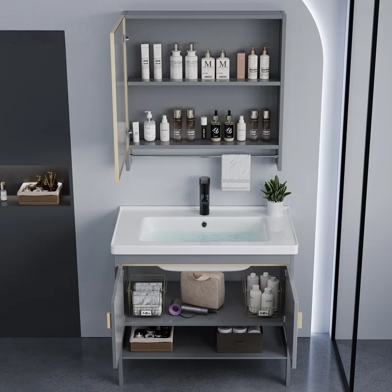 Factory Direct Wholesale Modern Bathroom Vanity with Smart Mirror Wall-mounted Aluminum Vanity Cabinet for Hotel & Bedroom Use