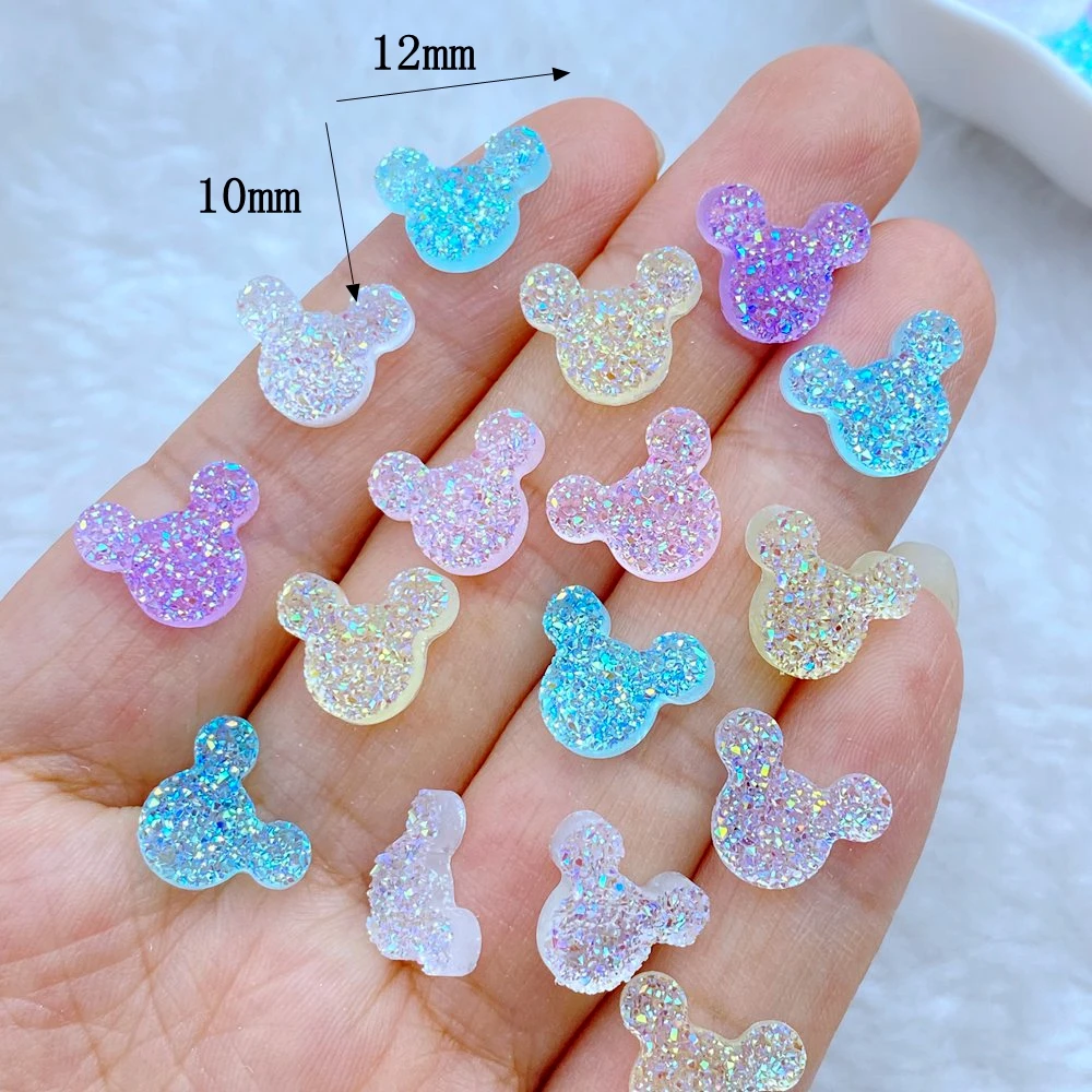 100Pcs New Cute Mini 10*12mm Small Mouse Head Series Resin Flatback Cabochon Ornament Jewelry Making Hairwear Accessories