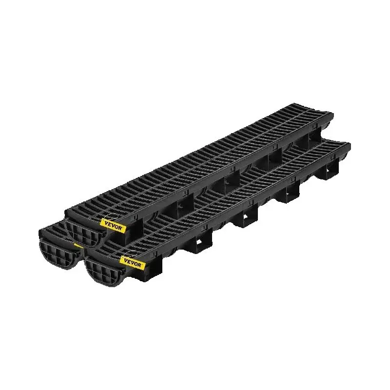 a*-SucceBuy Drainage Trench Driveway Channel Drain With Plastic Grate 3-5 Pack HDPE Floor Drain Trench Drain Grate For Garden