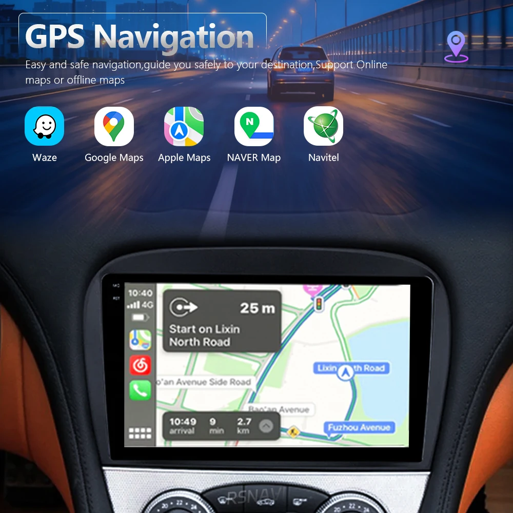 Android 16 Qualcomm Carplay Car Radio For Mercedes SL R230 SL350 SL500 SL55 SL600 SL65 2001 - 2007 Multimedia Player GPS 2Din