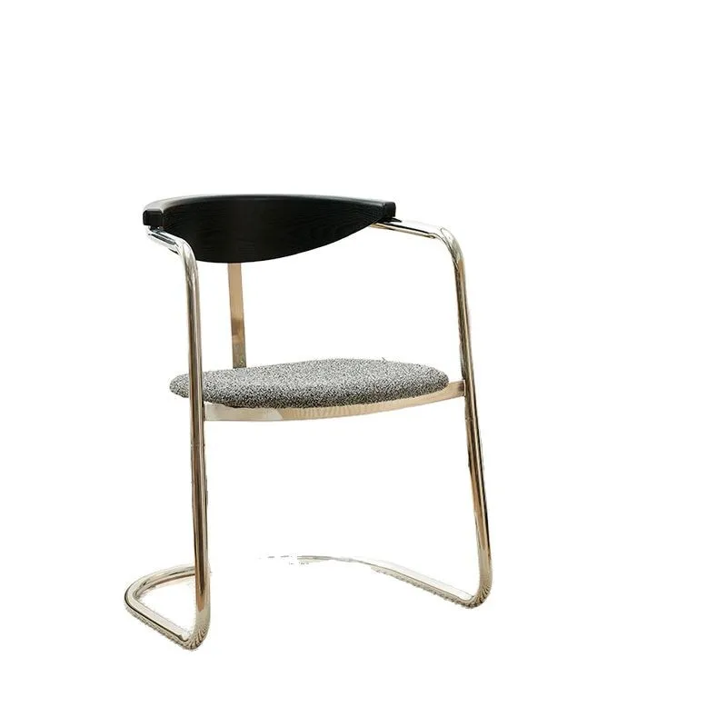 

*dDoric Contemporary Round Curved Stainless Steel Solid Wood Backrest Artistic Dining Chair Hotel Use Durable & Eco-Friendly&