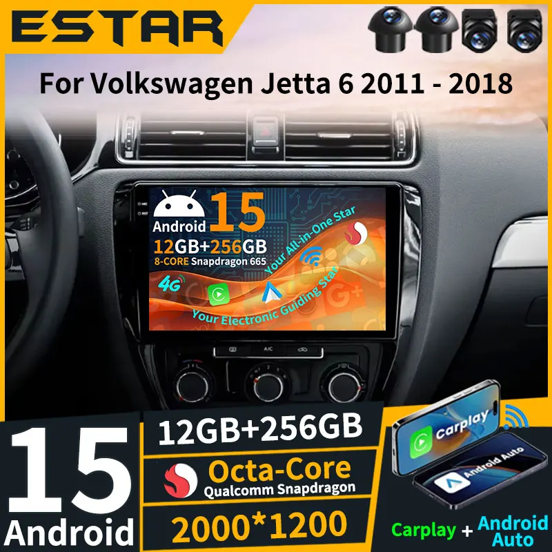 

Wireless Carplay Android 15 Car Radio For Volkswagen Jetta 6 2011 - 2018 4G LTE Stereo DSP Multimedia BT GPS WIFI SWC Auto Audio