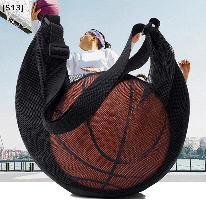 

1PC Single Ball Bag With Zipper Pocket Mesh Ball Storage Bag Sport Equipment Drawstring Sling Storage Net Carrying Basketball[Q]