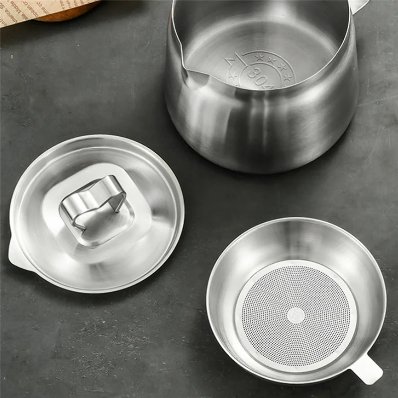 MLGB-Oil Pot,Oil Pot Stainless Steel Large Capacity Oil Fryer And Filter Cup Combo Versatile Oil Filter For Kitchen