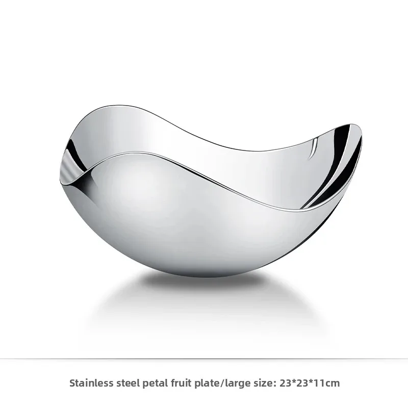 Stainless Steel Fruit Tray Nordic Luxury Large Serving Bowl Modern Decorative Platter for Living Room Home Party Centerpiece