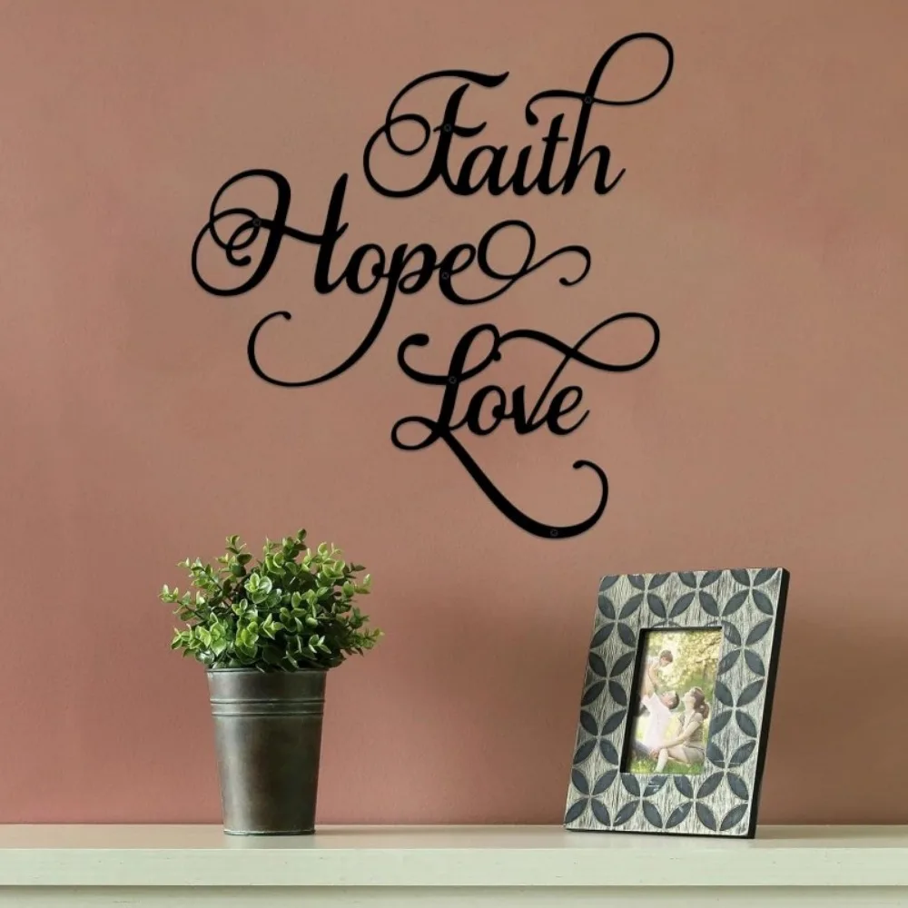 CIFBUY Iron Wall Art Faith Hope Love Metal Sign Waterproof For Home Indoor Outdoor Decor Rustic Hanging Plaque