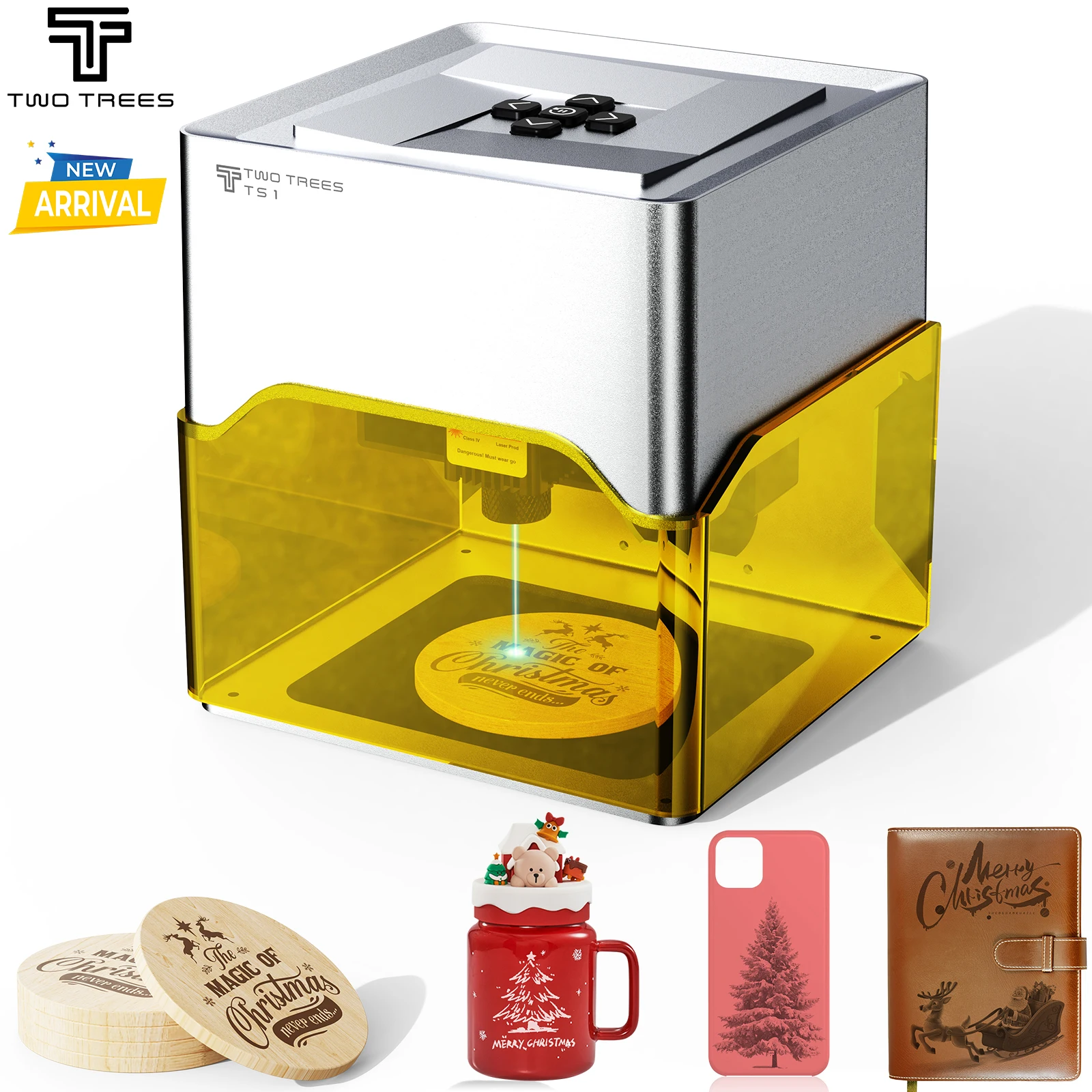 Twotrees TS1 Mini Laser Engraver 3W Portable Laser Bluetooth CNC Machine DIY Painted Dog Tag Paper Leather Wooden Plastic Logo