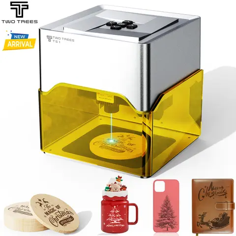 Twotrees TS1 미니 레이저 조각기 – 3W 휴대용 블루투스 CNC 기계, DIY용 페인트 개 태그 및 종이, 가죽, 나무, 플라스틱 로고 제작