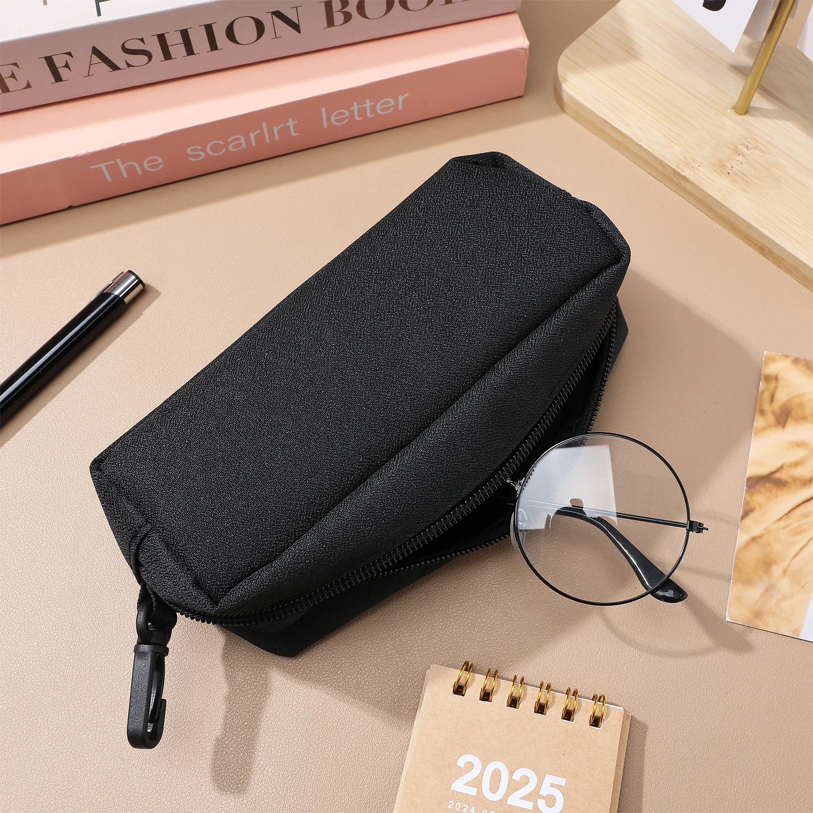 

Dual Glasses Case Sunglasses Eyeglasses Compact Travel Holder Soft Pouch Oxford Fabric Tier Divider Zipper Thin Bag Organizer
