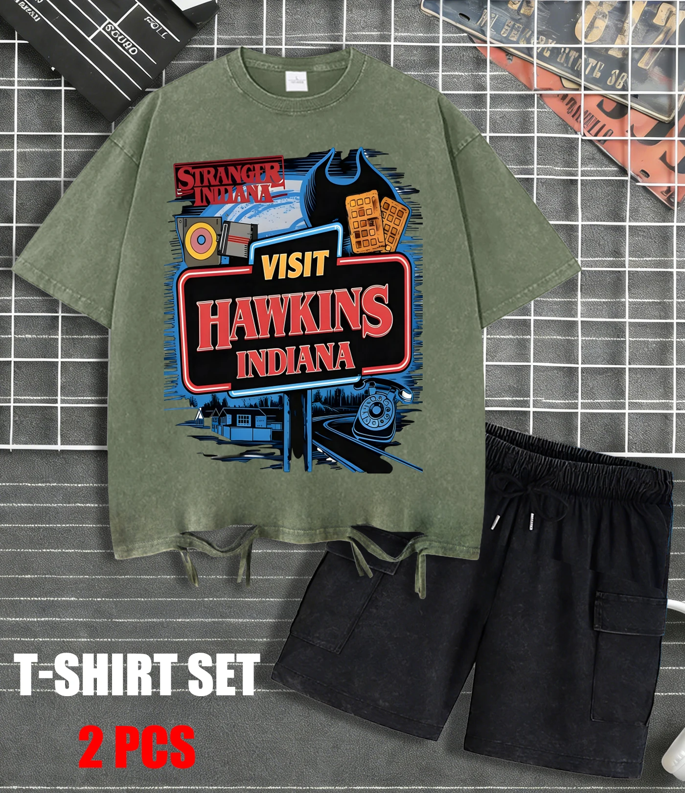 

Visit Hawkins Indiana Printed Snow Wash T-Shirts Mans Cotton T-Shirt Sportsuit Clothing Unisex Crewneck Loose Short Sleeve