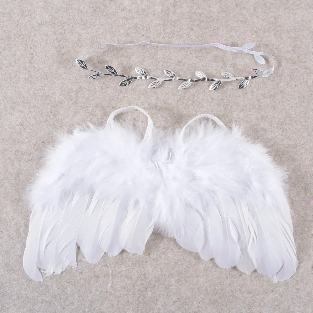 Ensemble de Bandeaux de Cheveux Chic pour Bébé Fille, Ailes de Plumes d\'Ange, Feuilles, Sauna, Accessoires de Photographie pour Nouveau-Né, Cadeaux