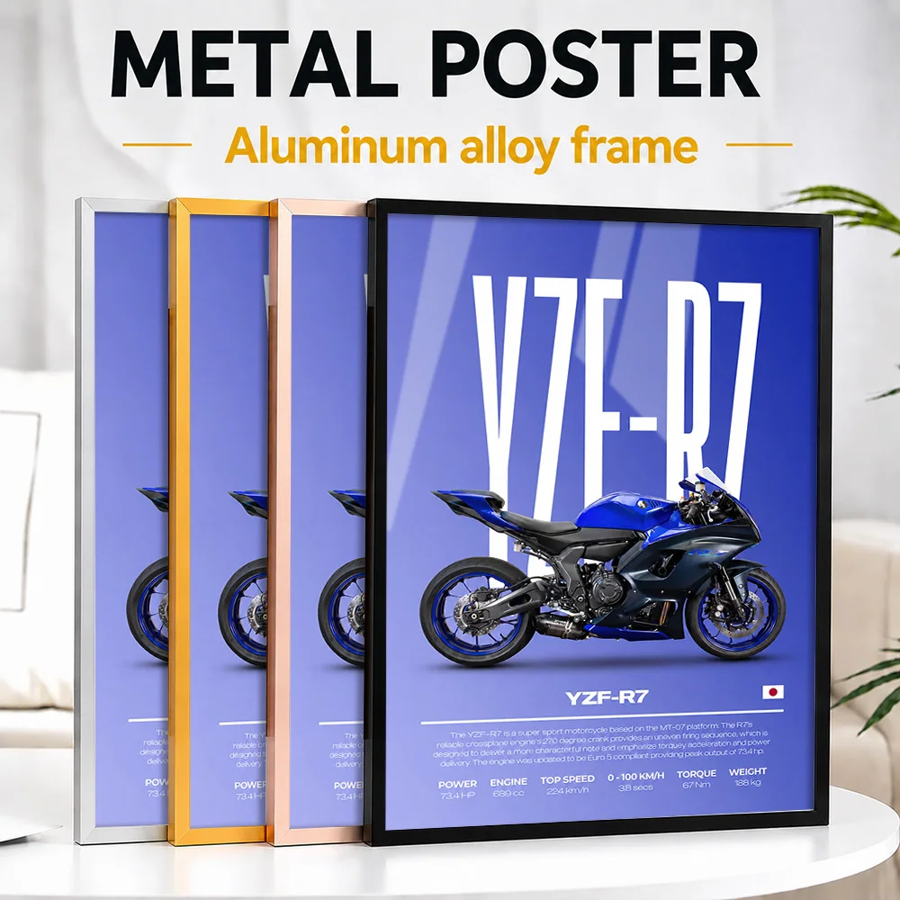 Japan YZF R7 Motorcycle Framed Aluminum Metal Poster Customized Photo Urban Rider Style Wall Art For Garage Memorable Fan Gift