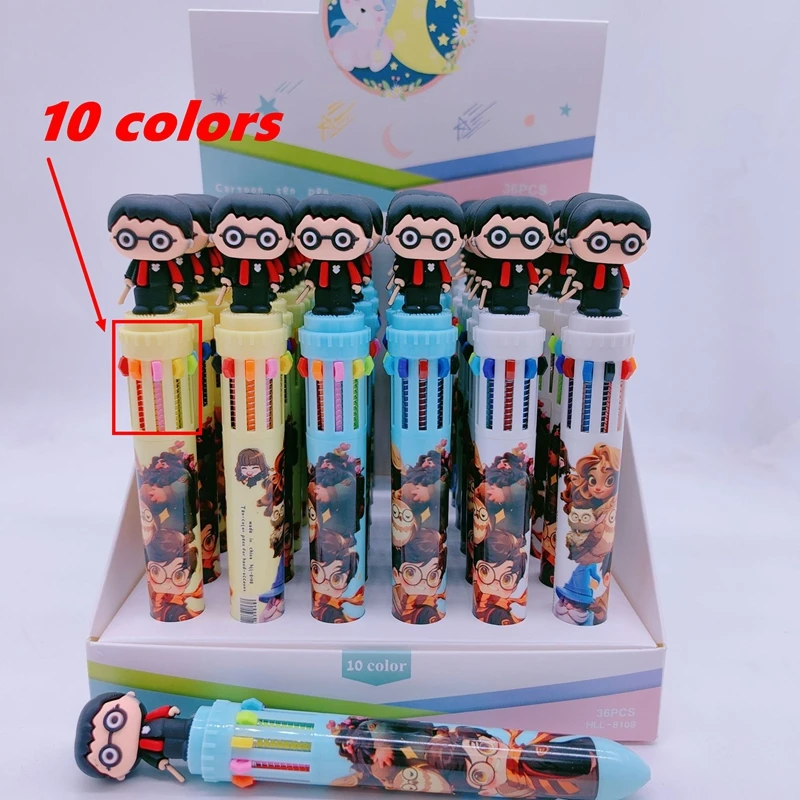 2024 New Magic Harryy Potter Ten Colors Ballpoint Pen Hermione hedwig Press Hand Accounting Pens Stationery Study Office Supplie