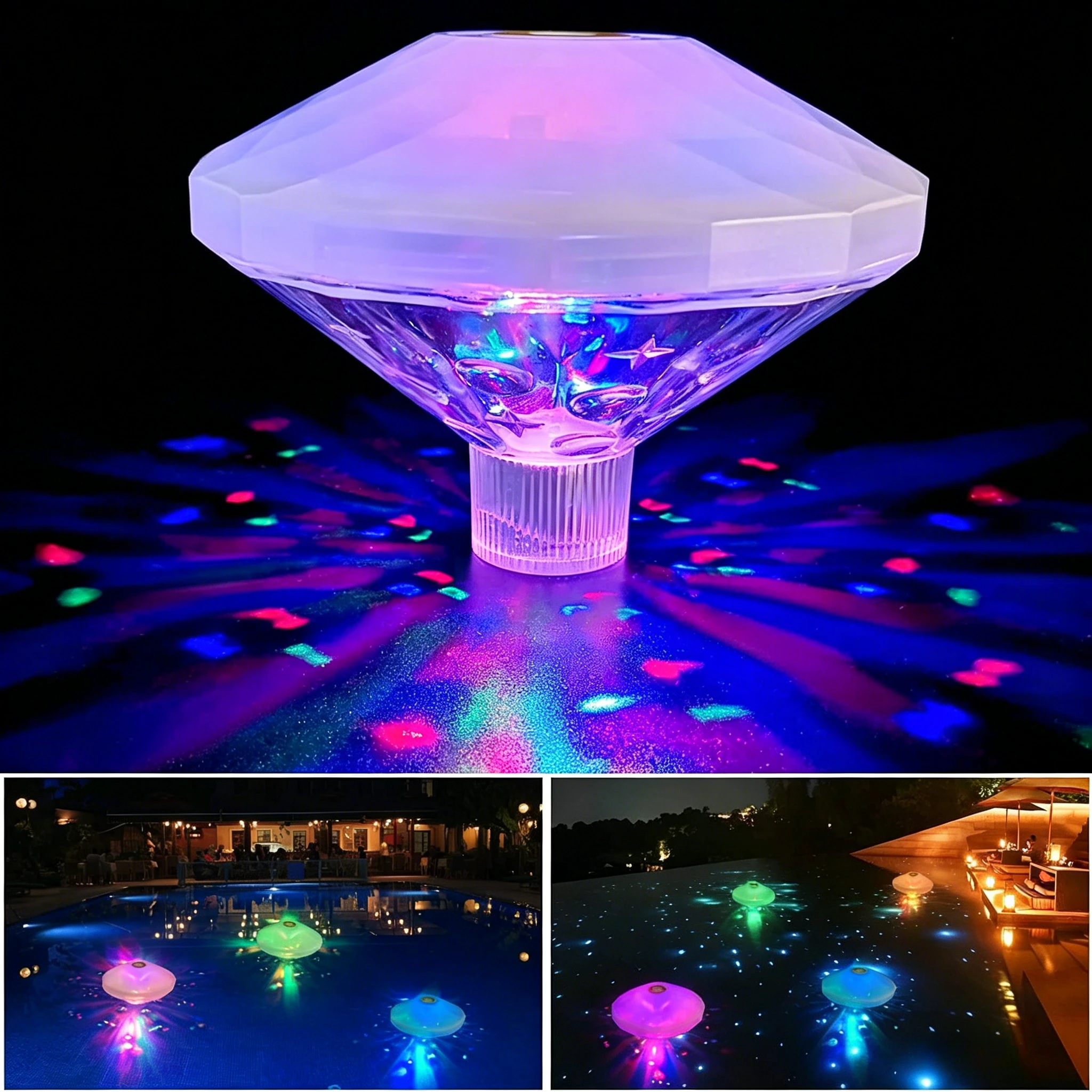 Floating Underwater Light RGB Submersible LED Disco Light Glow Show Swimming Pool Hot Tub Spa Lamp Bath Light