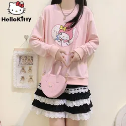 Sanrio My Melody girocollo maglione donna primavera autunno Y2k dolce bella ragazza pullover stile College moda Top a maniche lunghe