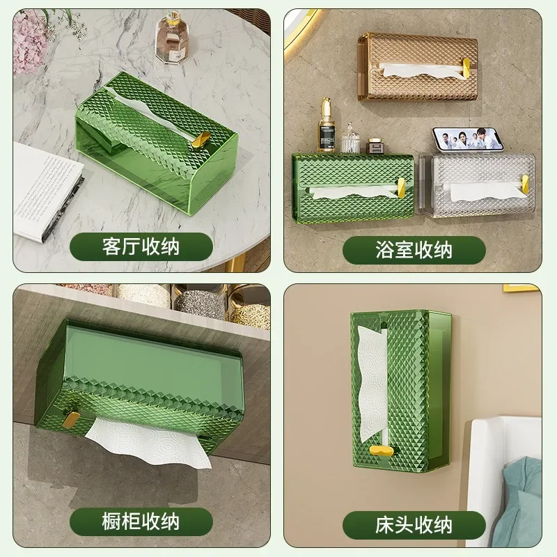 Wall Mounted Tissue Box Paper Towel Holder Dispenser Rack Kitchen Office Napkin Container Baby Wipes Paper Storage Box