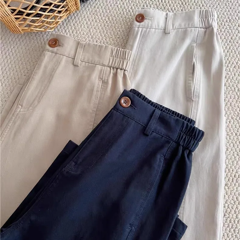 

High Waist Straight Leg Casual Pants Women's High-End Version Silk Cotton Vintage Fashion Versatile Slimming Grandmother Pants