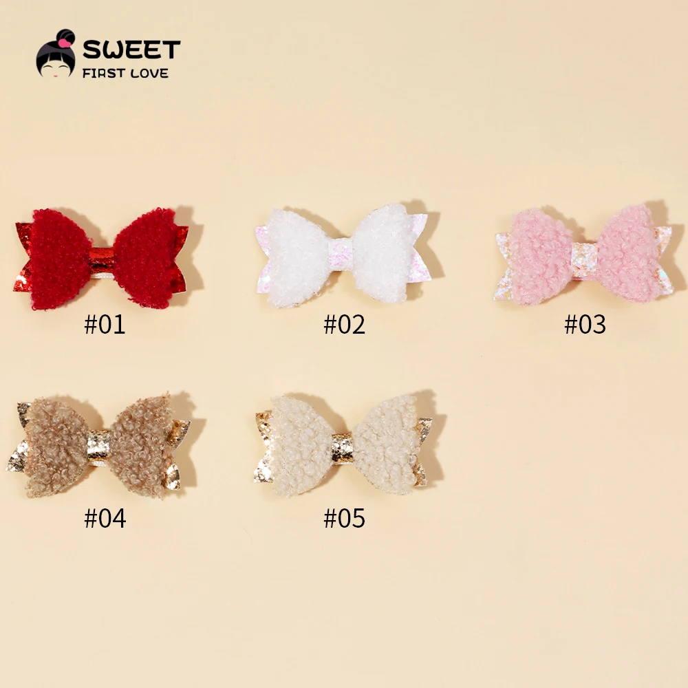 Princess Sequin Teddy Velvet Bow Hairpins Cute Girl Headwear Hairgrip Baby Girl Hair Clips Barrettes Hair Accessories Children