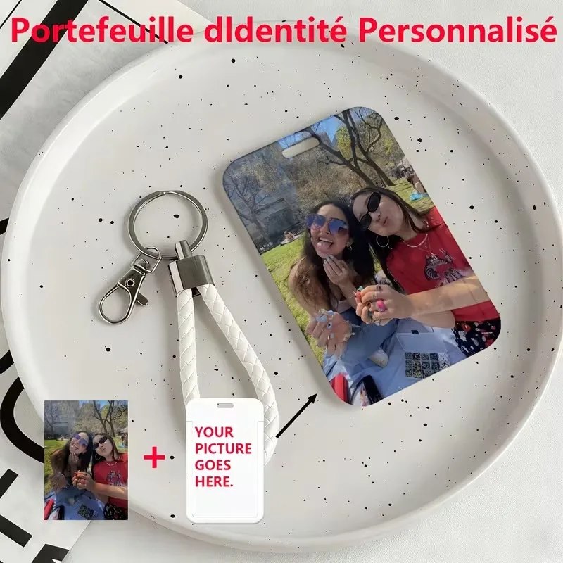 For ID Bank Card Campus Student Bus Card Company Logo Personalized Custom DIY Photo Card Holder Protective With Lanyard Keychain
