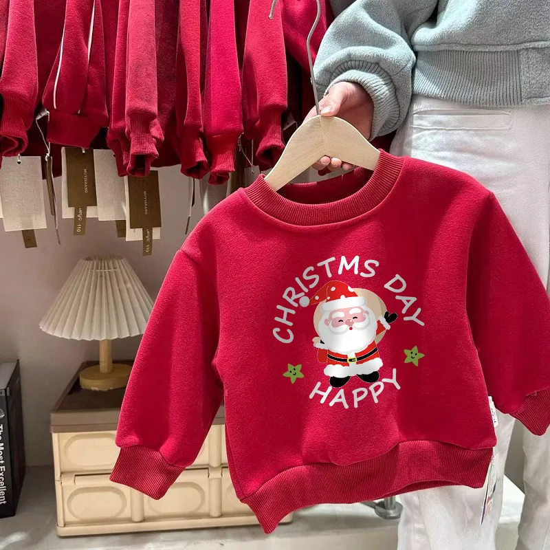 

Christmas Kids Baby Boys Sweatshirt Thicken Warm Toddler Girls Pullovers New Winter 5color Round Neck Infant Boy Sweatshirt Tops