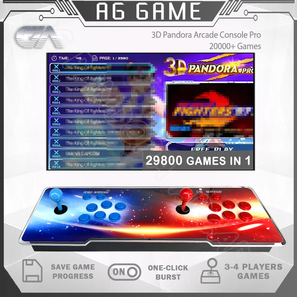 New Pandora Pro Box Arcade Game Console 3D 29800 in 1 Dual Joystick 720P HD Output TV  Arcade Game Console