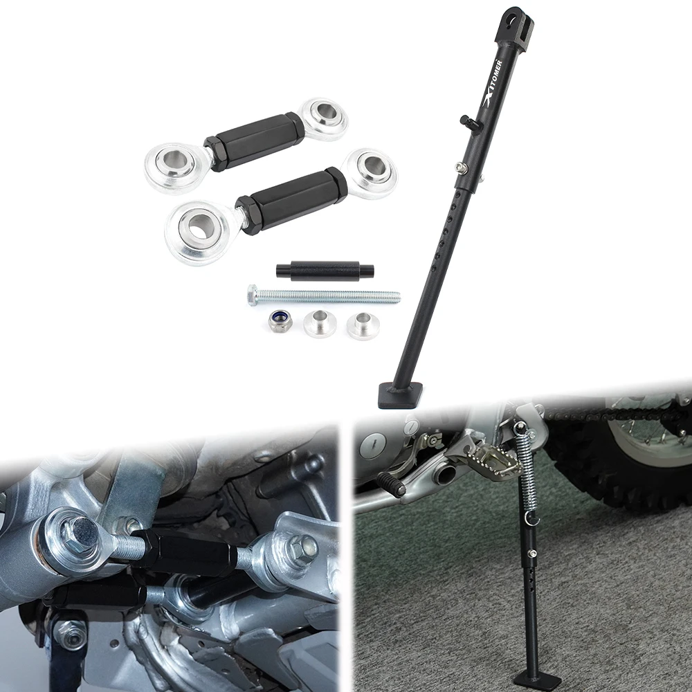 

For Honda CRF300L / Rally 2021 2022 2023 2024 Motorcycle Adjustable Kickstand Foot Side Stand & Rear Suspension Lowering Links