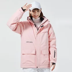 Skiing Jacket Women 2025 New Winter Hooded Ski Coats Outdoor Waterproof Windproof Snowboard Wear Sports Female Warm Snow Clothes