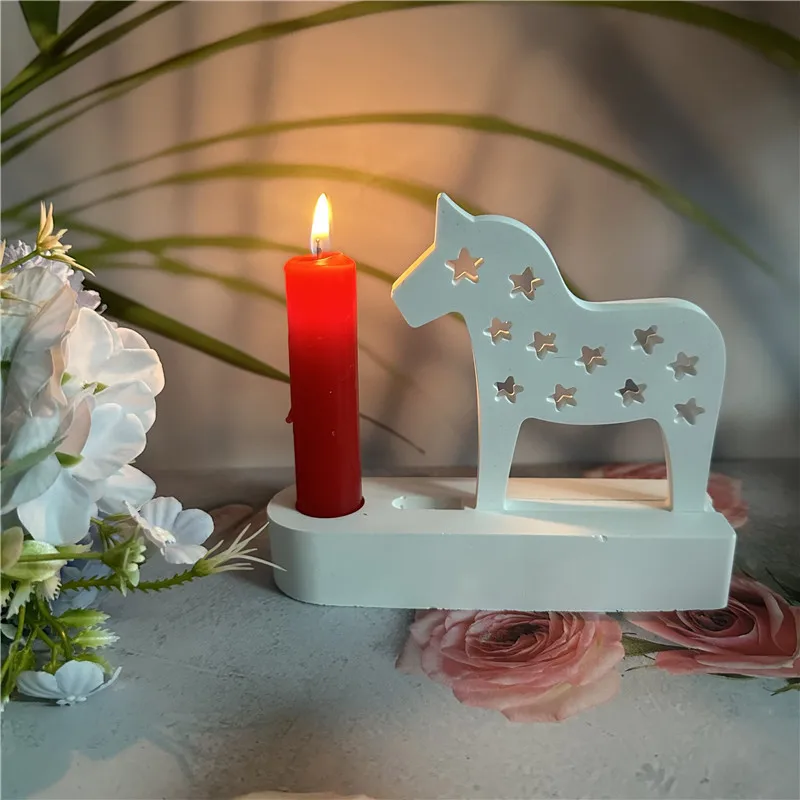木製の馬のパターンの燭台,石膏型,装飾的な,日曜大工,星