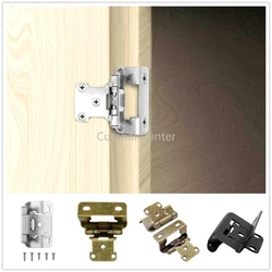 4pcs 1/2In Overlaps Hinges w/screws Semi Partial Around Hidden Cover Cabinet RV Steel Hardware Matte Black/Silver/Antique Bronze
