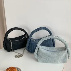 Borsa a mano intrecciata a catena borsa a tracolla versatile borsa in denim da donna borsa alla moda per borse da donna da donna