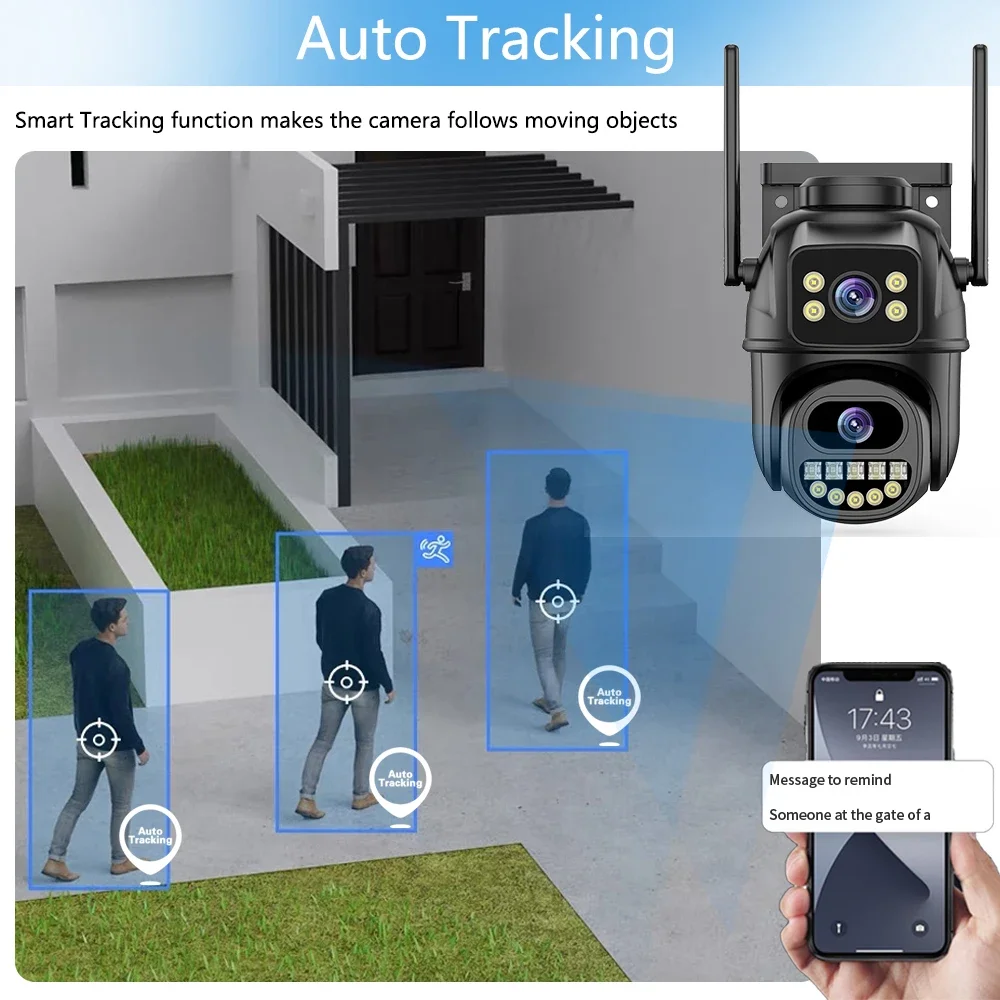 Inteligente 4K 8MP inalámbrico doble lente PTZ WiFi IP sistema de cámaras de seguridad para el hogar 10CH POE NVR H.265 conjunto de videovigilancia CCTV Kit ICsee