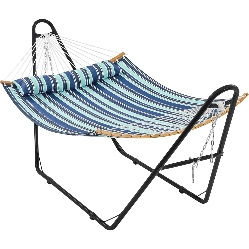 

Hammock with Stand Set, Heavy-Duty Steel Hammock Stand for 2-3 People Outdoor, Porch, Patio, Deck and Backyard,