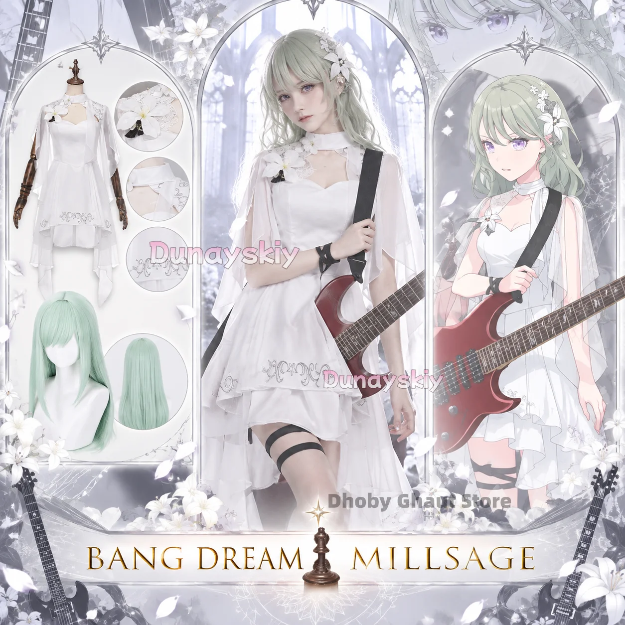 Millsage Izawa Natsume Guitarist Stage Cosplay BanG Dream Costume Full Band Female Outfit For Comic Con Halloween Anime Role​​​