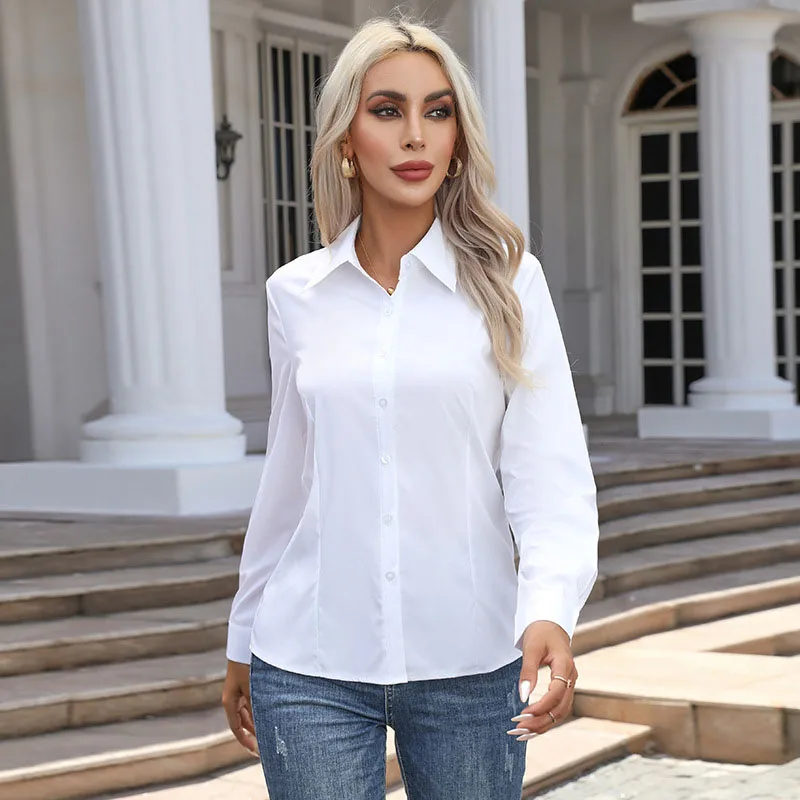 Xpqbb Spring Autumn White Shirts Women Fashion Streetwear Trend Button Up Shirt Ladies Casual Long Sleeved Office Blouse Lady