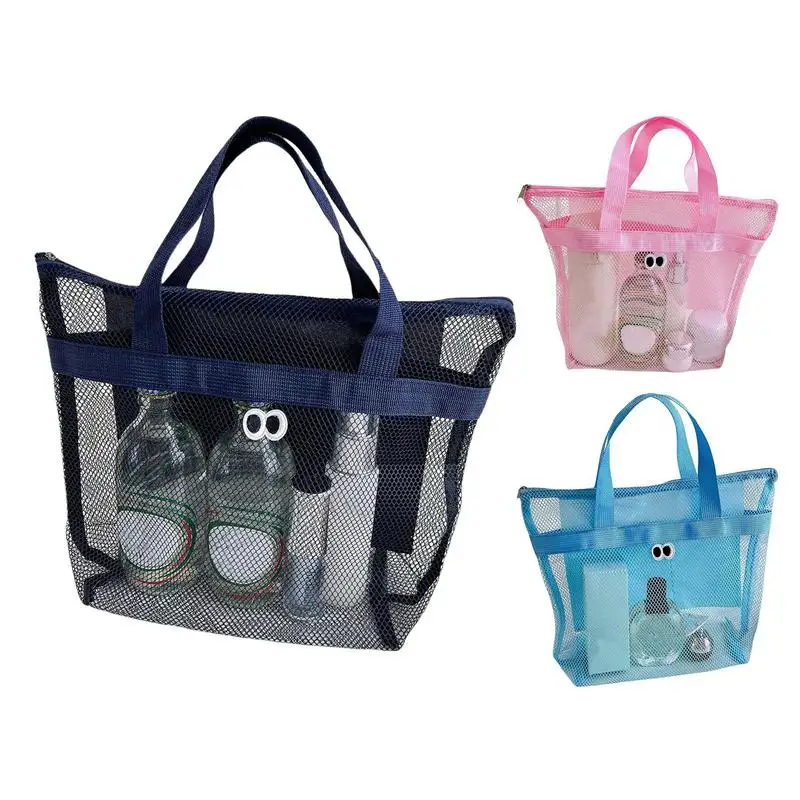 Mesh Beach Bag With Zipper Breathable Multi Functional Lightweight Portable Large Capacity Organizer Bag Pool Beach Accessories