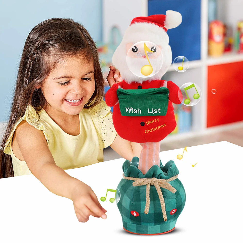 Christmas Tree/Snowman/Santa Claus Toy Singing Mimicking Talking Plush Toy Stuffed Plush Doll Xmas Gifts for Family Friends Kids