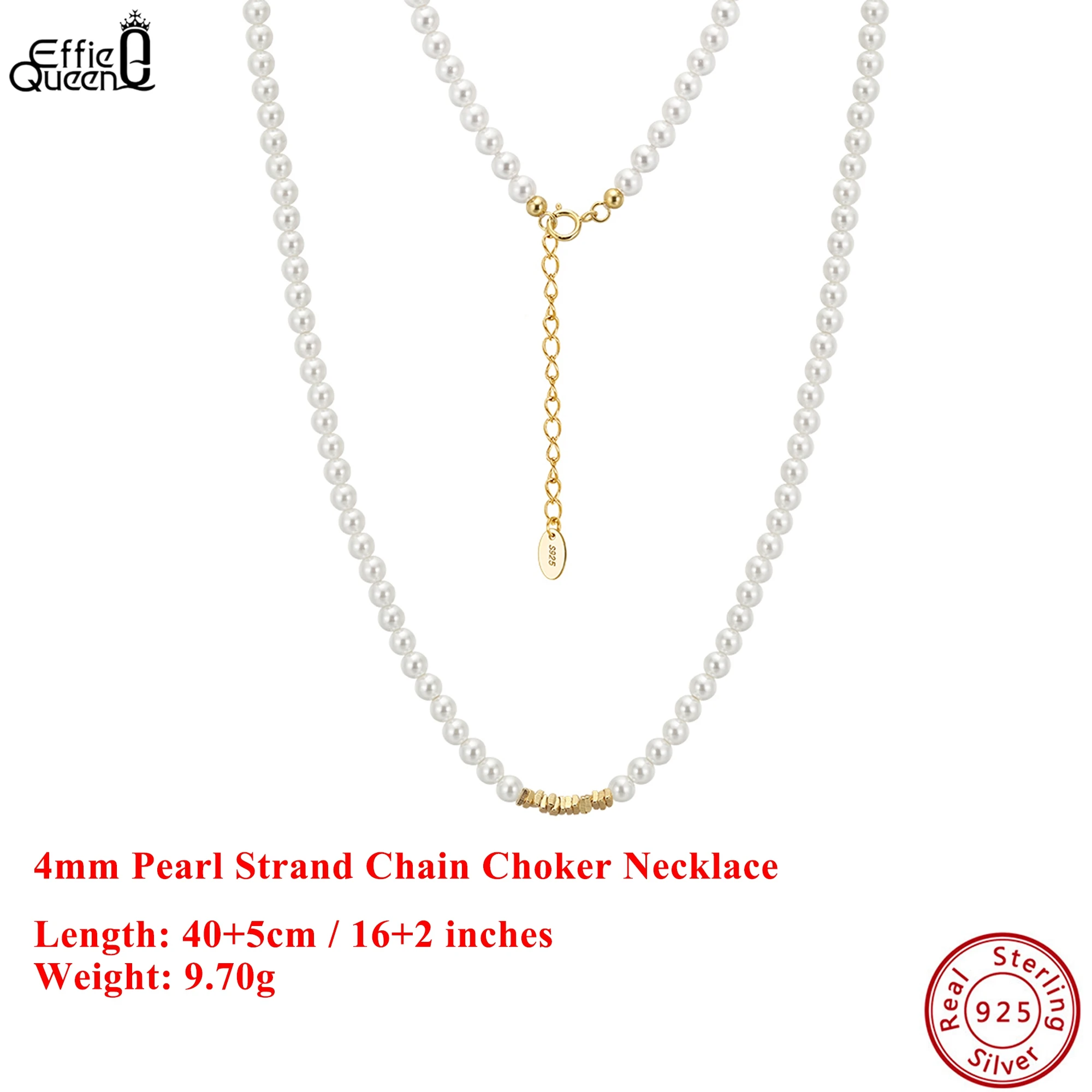 Effie Queen 100% S925 Silver 14k Gold Round Shaped Shell Pearl White/Pink/Purple Color Natural Jewelry for Women Banquet PSN09
