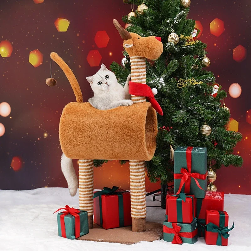 

Elk cat climbing frame Christmas gifts for pets Cat Jumping Platform Tongtianzhu Cat Stand [Christmas Themed Model]