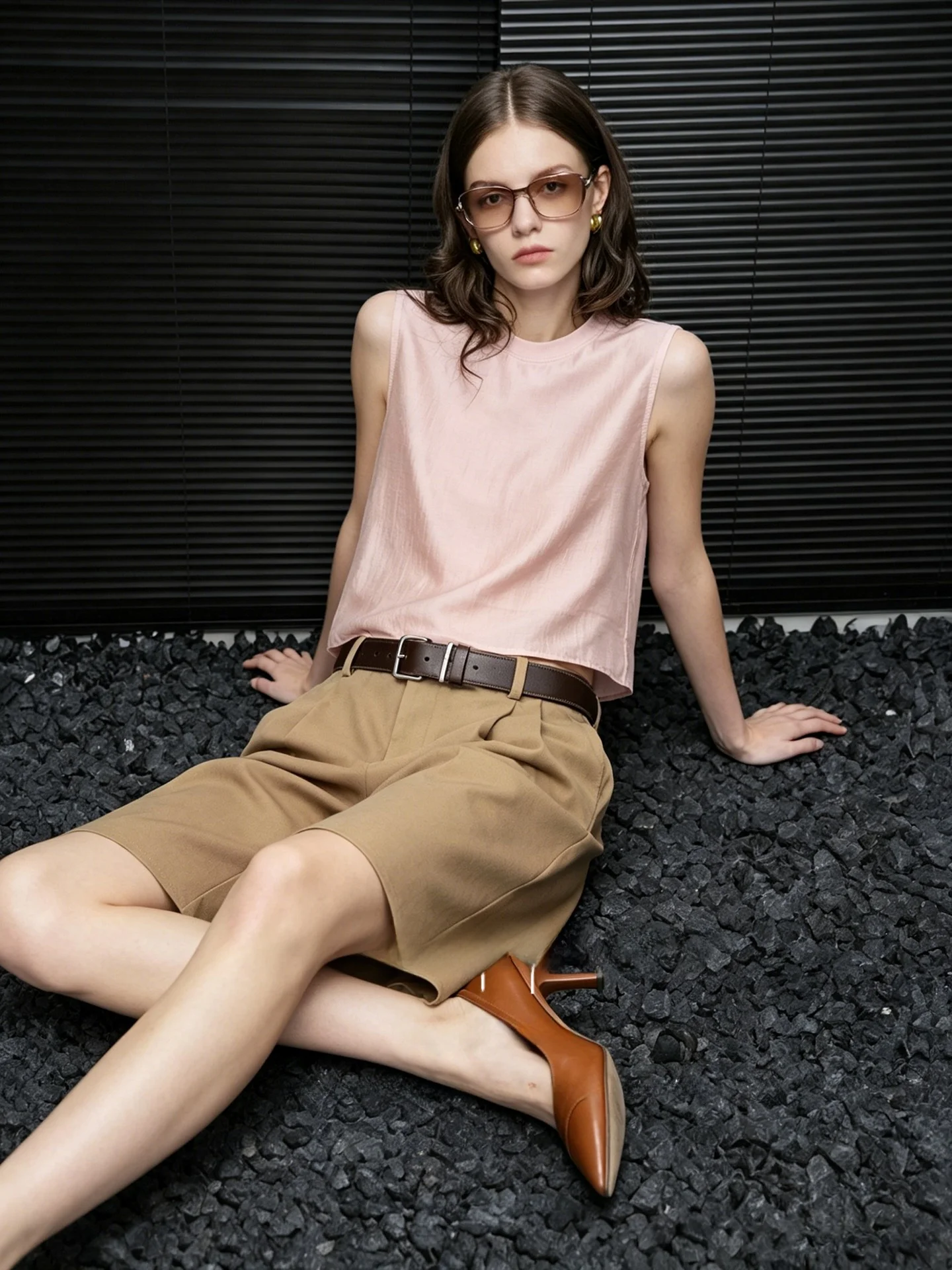 Huaappuw Stylish Casual Pants Three Colors Commute Fashionable Wide Leg Design Five-Quarter Length Simple Summer New Arrival
