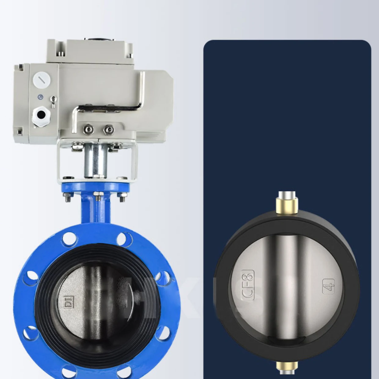 Pn16 Dn150 Wcb 단일 이중 플랜지 모터 구동 소프트 씰링 전동 액추에이터 버터플라이 밸브