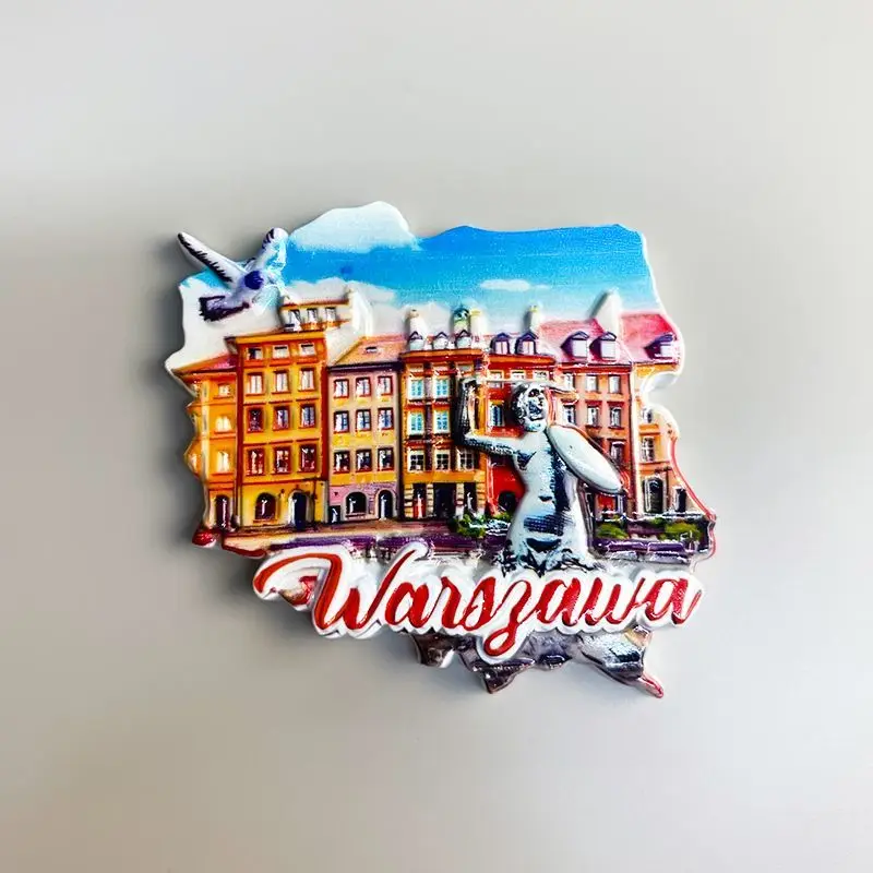 

Poland Warsaw Fridge Magnets High-Value Travel Souvenirs Personalized Decorations Unique Gifts 3D Magnetic Stickers