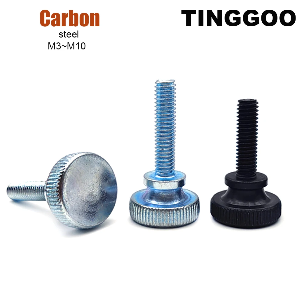 1/10 stücke M3 M4 M5 M6 M8 M10 DIN464 Schwarz Carbon Stahl Glas Vorhang Wand Rändelschraube Einstellen Bolzen Hand festziehen Rändelschraube GB834