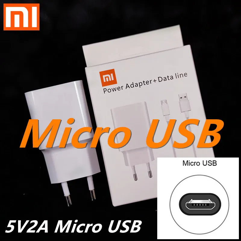 Original Xiaomi Charger 5V2A  EU MDY-08-EO charge adapter Micro usb cable For Redmi 7 7A 6 6A 5A 4A 4X note 6 pro/A2 lite